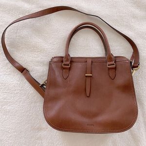 Fossil Ryder Brown Tote Crossbody w/ Key charm